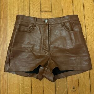 Aritzia Brown Leather Women Shorts
